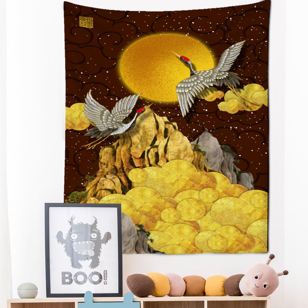 Neon Impression Painting Tapestry Wall Hanging Bohemian Style Elk Koi Psychedelic Witchcraft Living Room Home Decor