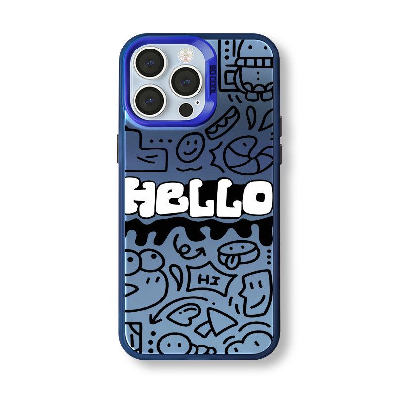 Мультяшный чехол-граффити для iPhone 12-17, Серебристый, 15 цветов iPhone 14 Pro Max