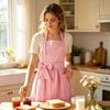 Cooking and Baking Apron with Checkered Pattern, 2 Front Pocket and Ruffle Lower Edge for Kitchen Wear Daily Use