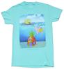 Spongebob Squarepants Adult New T-Shirt Bob Running From Patrick Shark