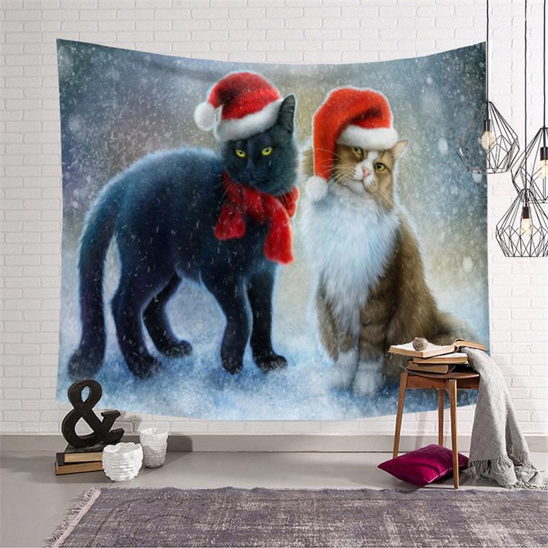 75X58cm Frohe Weihnachten Tapisserie Cartoon Santa Claus Gedruckt Wand Hängen Tuch Hintergrund Tuch Hause Dekorative Wand Decke