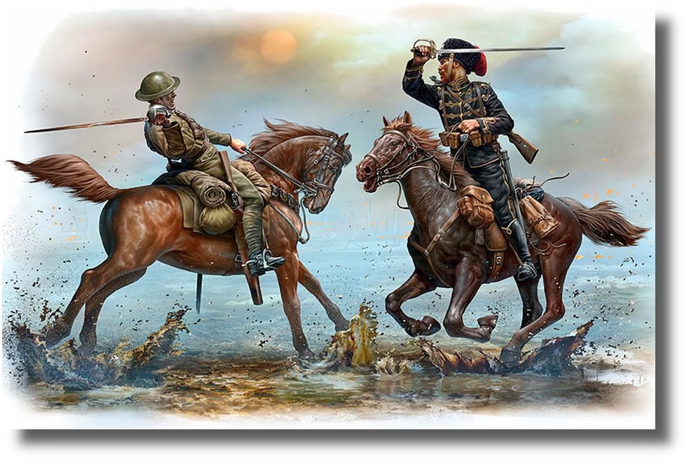 

Master Box Масштаб 1/35 Сцена кавалерийской стычки британцев и немцев (2 фигурки) Пластиковая сборная модель MB35184