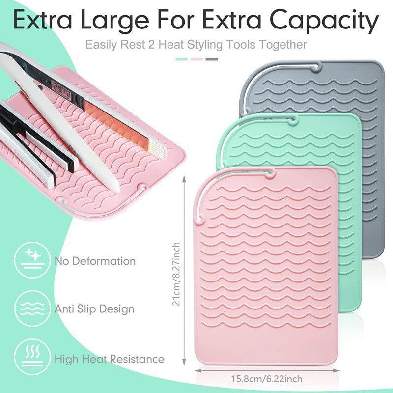 Hair Styling Tools: Curling Iron, Straightener, and Silicone Heat-Resistant Non-Slip Pad for Home Use