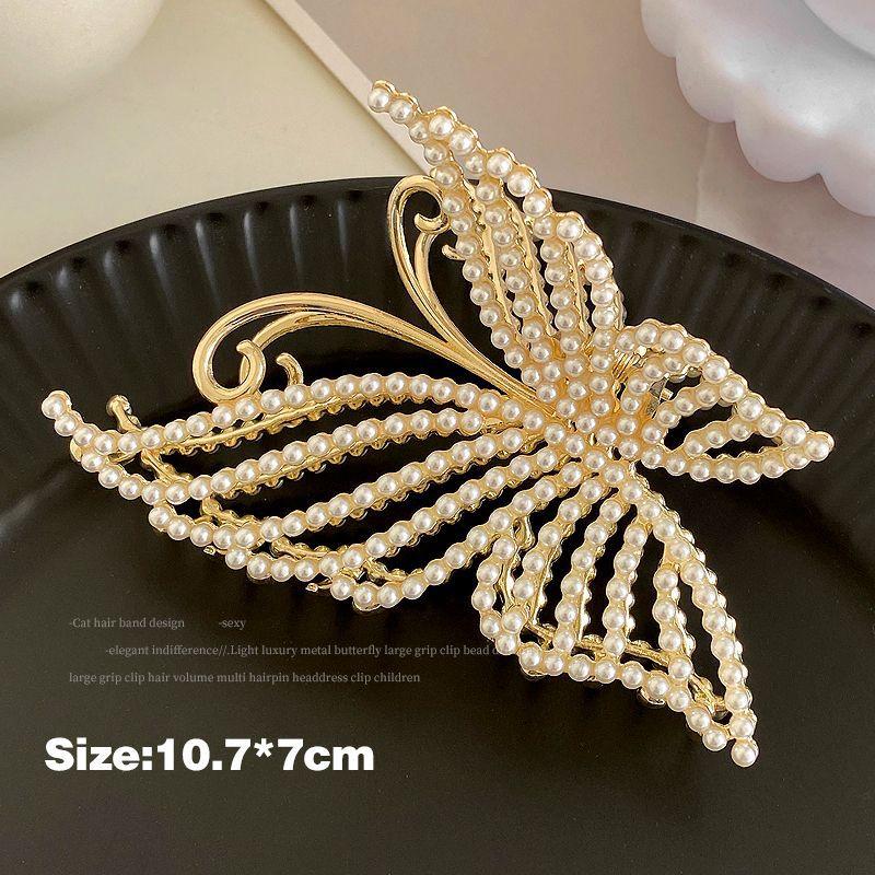 Shark Grab Clip, Large Hair Volume, High-End Butterfly Metal Hairpin, Wind Hairpin, Light Luxury Hair Accessories