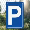 1 Stück Blaues Parkplatz Metallblechschild, Vintage 2D Flache Wandkunst 8x12 Zoll, Gerahmt Garage Heimdekor, Retro Geschenk