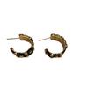 Black Gold Enamel Oil Drop C-Shaped Color Matching Earrings Light Luxury High Sense Fashion Rhombus Earrings Commuter Women