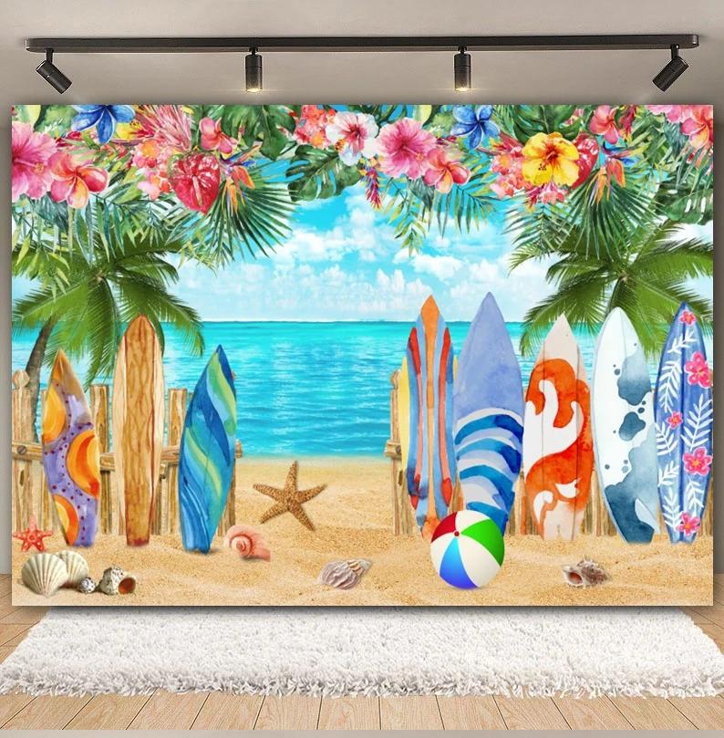 Tropischer Strand Ozean Fotografie Hintergrund Sommer Meeresufer Palme Naturlandschaft Baby Geburtstag Feier Party Foto Hintergrund
