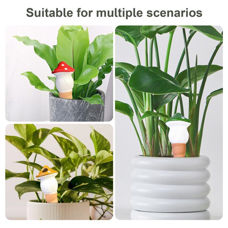 Mushroom Plant Watering Stakes 4X Automatic Plant Waterers For Vacations Watering Planter Insert Irrigation Dripper Holiday