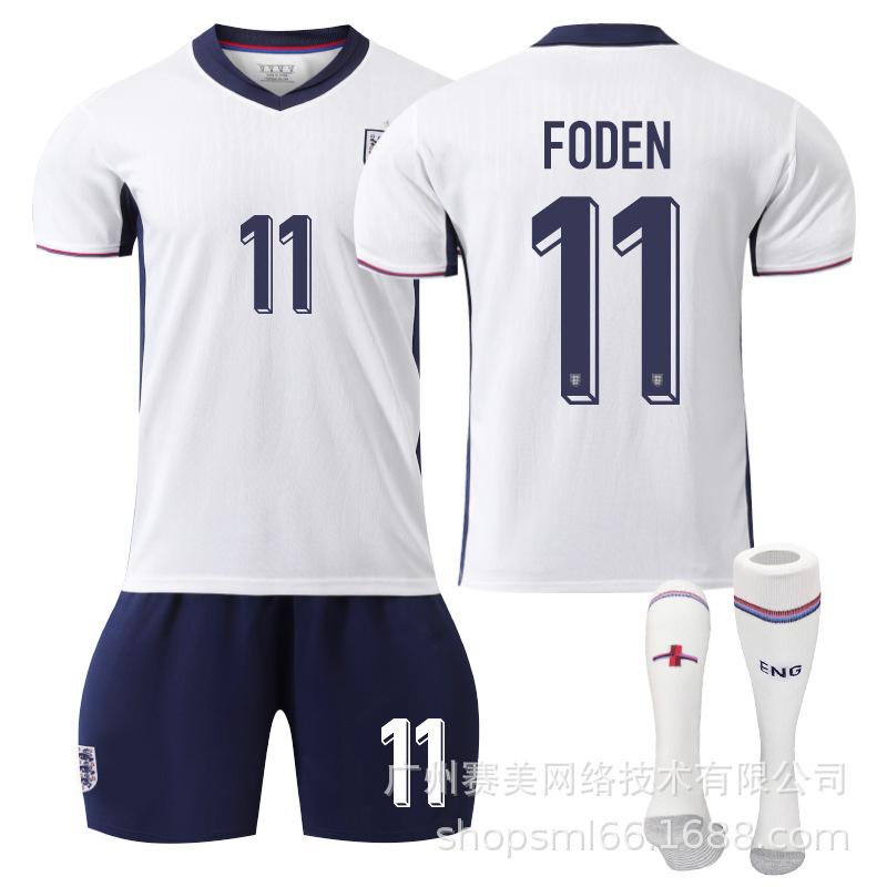 European Cup England Home Number: Kane 1 Bellingham 11 Foden Rice Short-sleeved Jersey Set