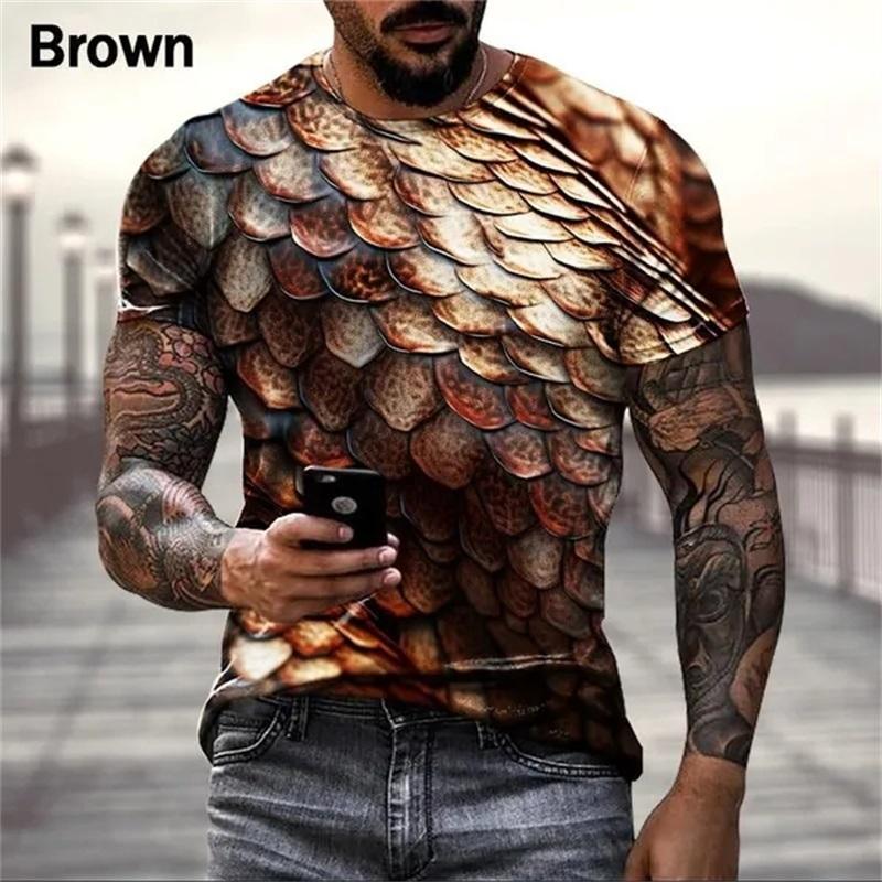 3d Printed Snakeskin Graphic T Shirt For Men Funny Personality Cool T-shirt Top Short Sleeve Plus Size Men's T Shirt Streetwear