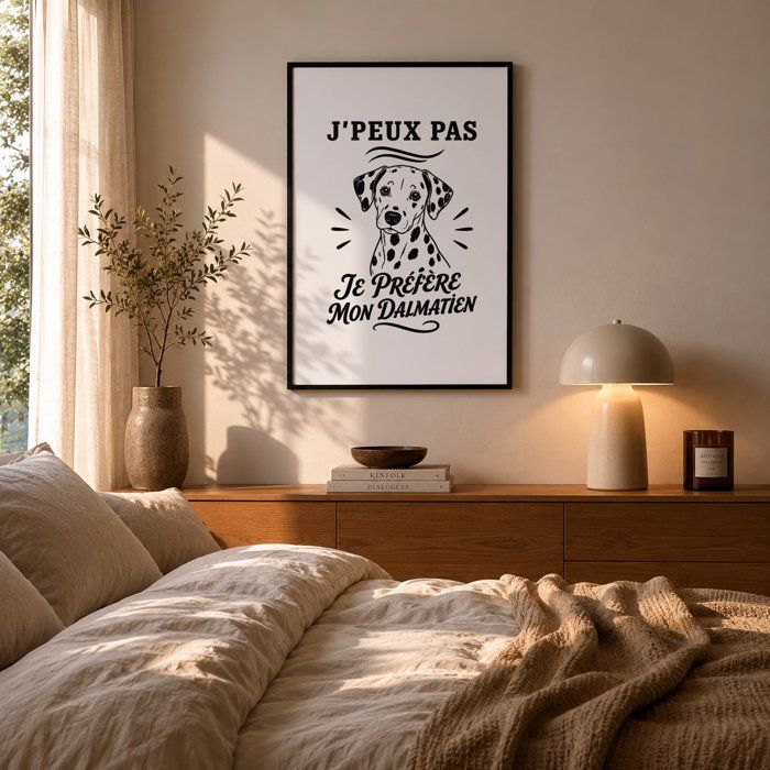 Poster J’peux pas je préfère mon Dalmatien J'peux pas minimaliste | Affiche Papier Photo 310 g Finition Perlée Format Taille A2