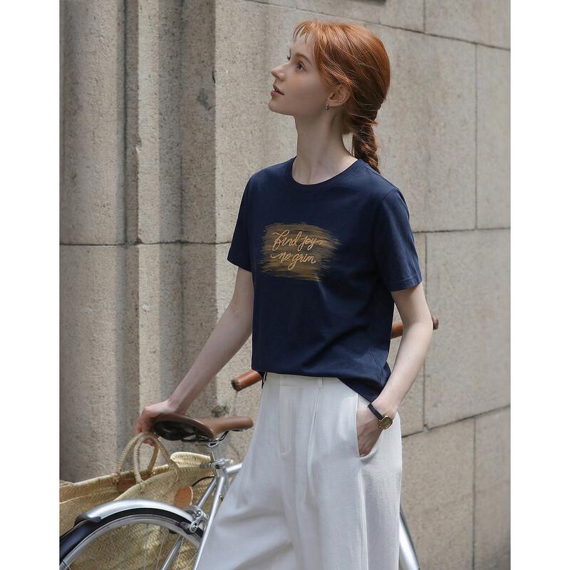 Women s Cotton Blend Embroidered Short Sleeve T-Shirt L