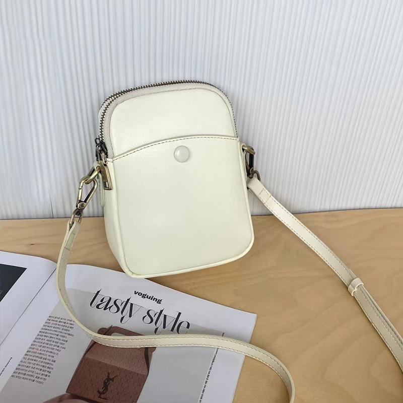 Bag women's 2024 autumn new first-layer cowhide mini mobile phone bag genuine leather fashionable versatile women's shoulder messenger bag