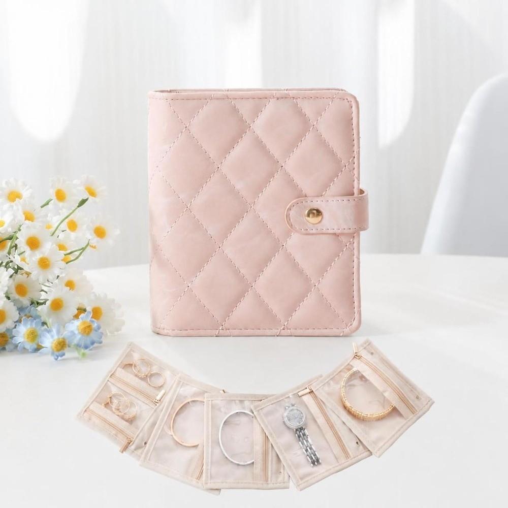 Clear Pockets Necklace Binder Storage Book PU Leather Jewelry Packaging Box Storage Bag For Women