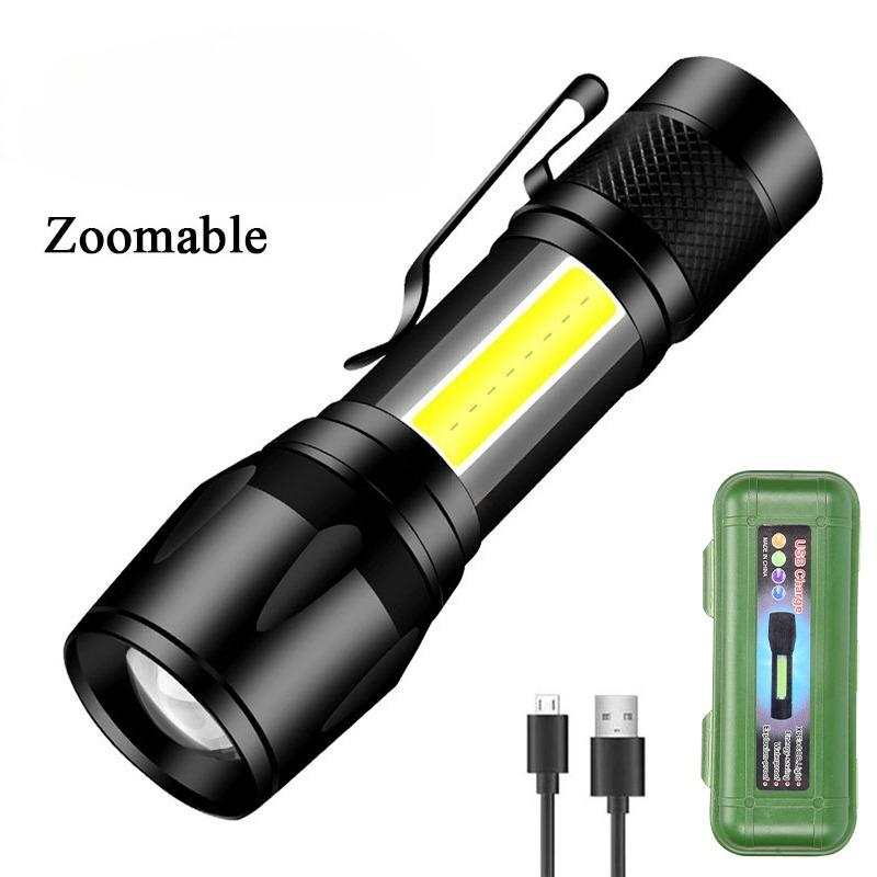 High Power LED Flashlights USB Rechargeable Hand Light with Built-in Battery Super Bright Torch for Outdoor Emergency Camping