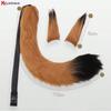 Long Furry Fox Tail Ears Hair Clips Set Anime Cosplay Costume Props Lolita Animal Cat Tail Fursuit Plush Tail Faux Fur Haripins