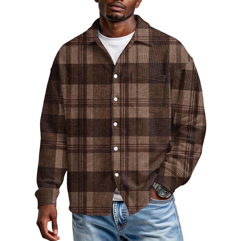 Chemise Décontractée à Boutons et Manches Longues pour Homme avec Poche