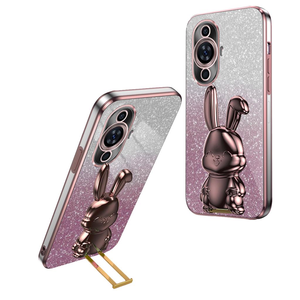 For Huawei nova 11/nova 12s 4G/nova 12 Lite 4G Cartoon Rabbit Kickstand Cover Glitter Phone Back Case