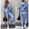 Herbst Winter Mode Fleece Langarm Sportlich Lässig Sweatshirt Set 2-teiliges Trainingsanzug Outfit