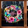 Mother's Day Floral Wreath Static Cling Window Sticker Removable Self-Adhesive for Living Room Bedroom Hallway Balcony Store PVC Glass Decor Art
