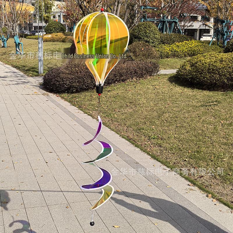 Rainbow Hot Air Balloon Garden Wind Spinner Ornament
