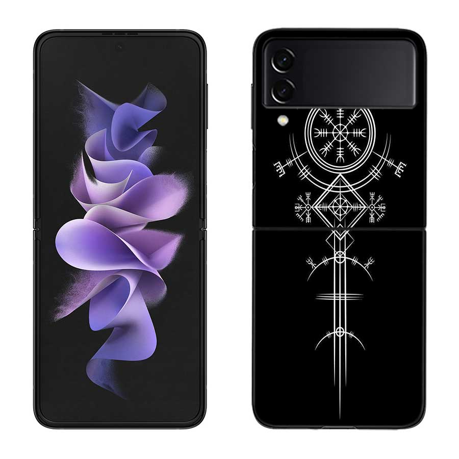 Nordic Norse Phone Case For Samsung Z Flip 7 6 5G Galaxy Z Flip 5 4 3 Black Hard Cell Cover Luxury PC Shell Coque