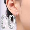 Sterling Silver Exquisite Hoop Earring, Set With Cubic Zirconia, Lightweight And Hypoallergenic,  Women's Jewelry