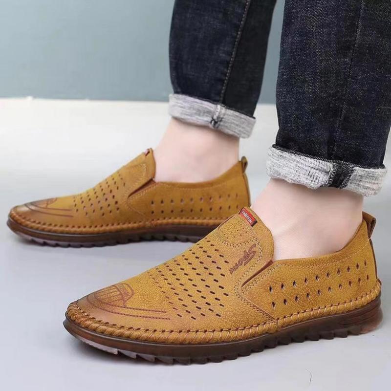 Protiskluzové duté pánské boty Prodyšná jeskyně Kožená obuv Obuv pro volný čas Pánské měkké boty