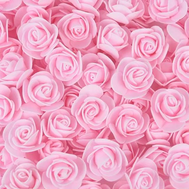 500/100PCS Artificial Rose Flowers Head DIY Red Foam Rose Heads Teddy Bear Bouquet for Valentine's Day Wedding Party Home Decor