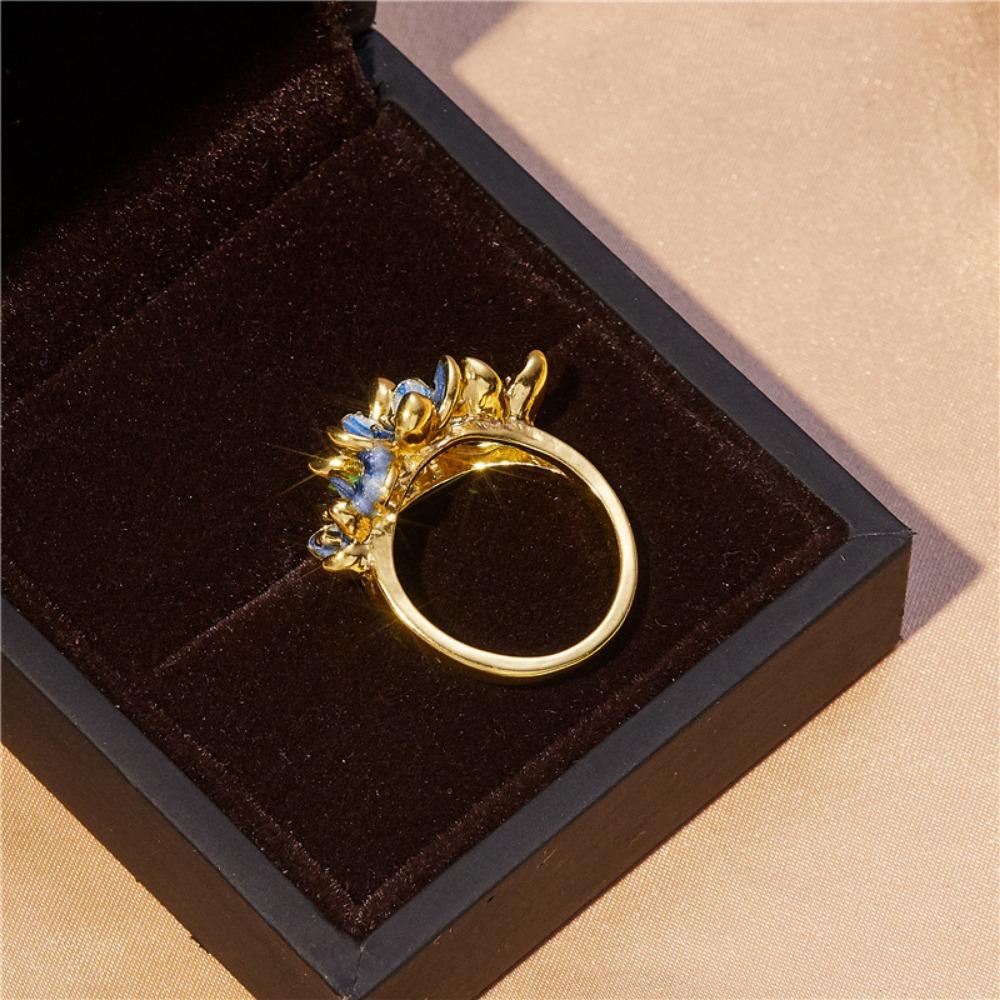 New Simple Trend Ladies Creative Drip Flower Ring  Bridal Engagement Wedding Niche Party Valentine's Day Gift Accessories