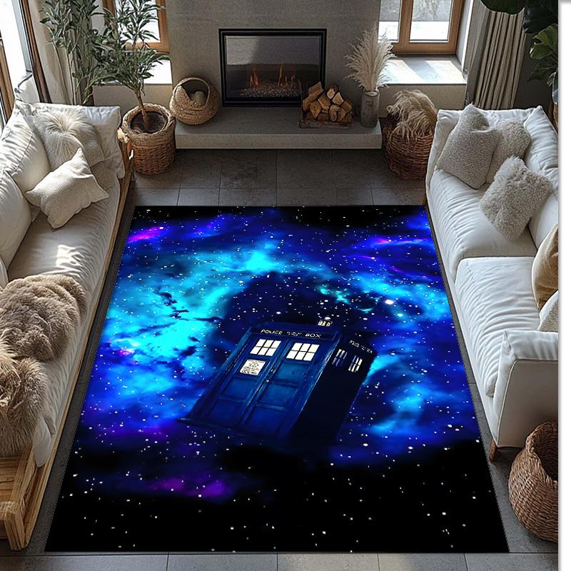 Doctor Who's TARDIS Printed Crystal Velvet Area Rug, Soft Anti-Slip Water Absorbent Floor Mat for Living Room Bedroom