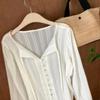 Korean Series Chic Chic Top Women Autumn French Sle Gentle Sweet Temperament Lapel Lace-up Waist Hugging Slimming Long Sleeve