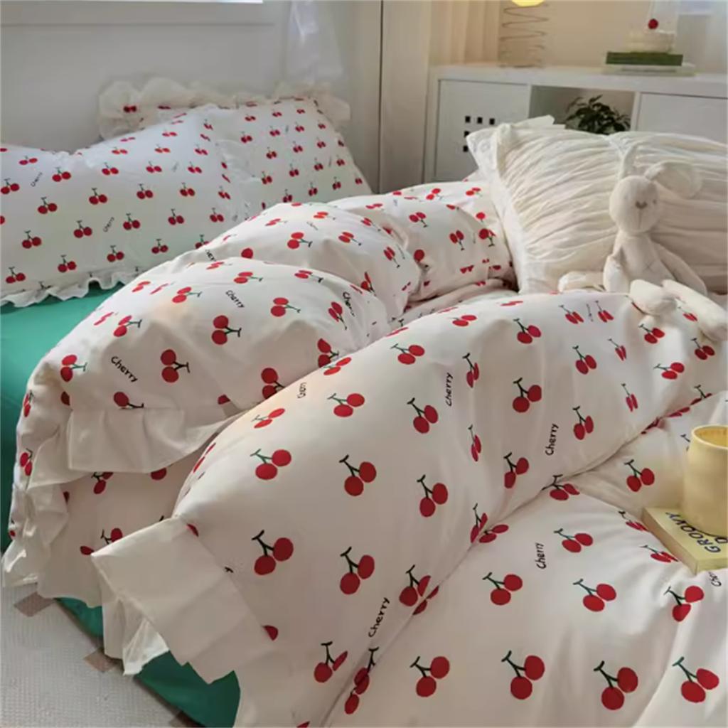 French Girl  New Pure Cotton Bed Set Four-piece Set All-cotton Four-season Universal Quilt Cover Three-piece Bedding Set
