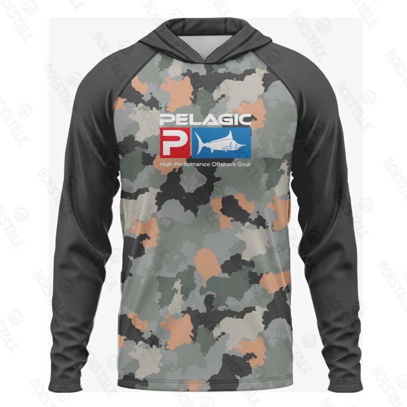 Mens Quick-Dry UV Protection Hooded Fishing Shirt Breathable Long Sleeve Outdoor Sportswear UPF 50