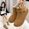 Fleece Winter Warm Snow Boots for Women To Wear 2025 New Ugly Cute Big Head Birkenstocks Flat Non-slip Cotton Shoes