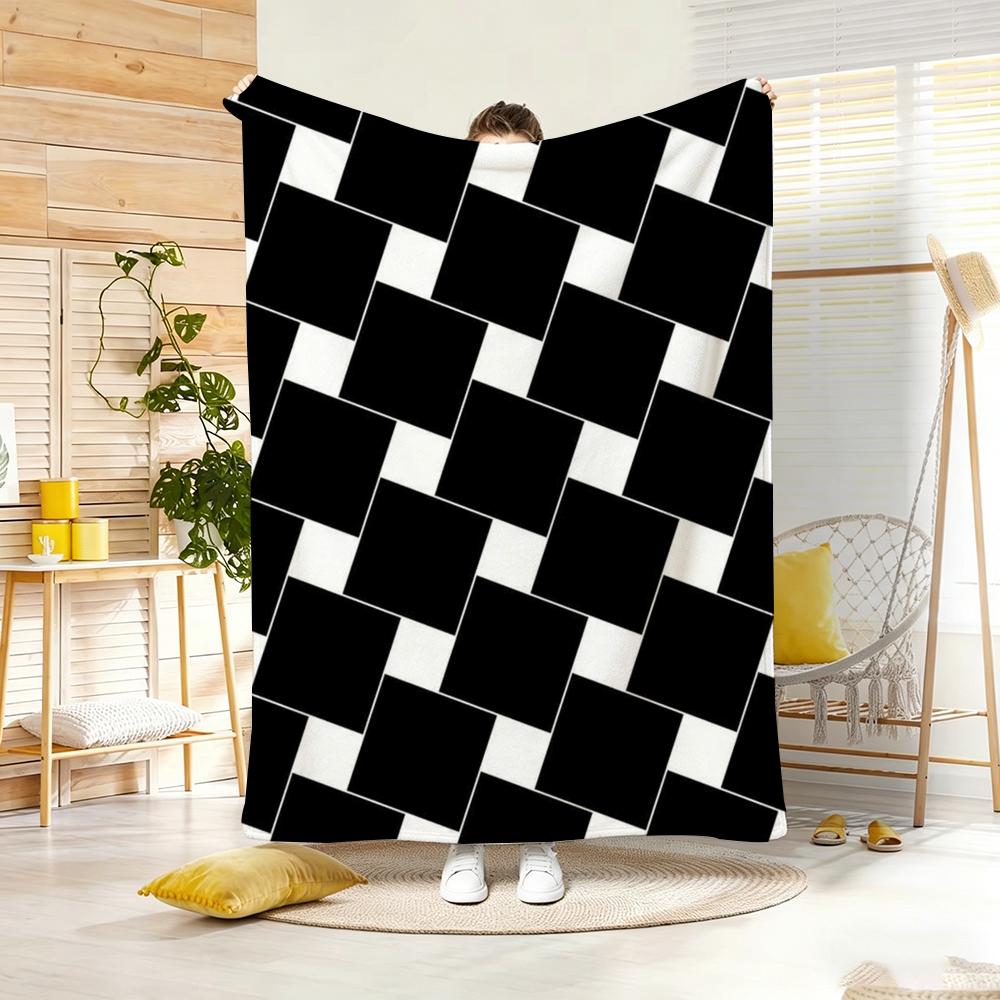 Classic motif C-Checkerboard Throw Soft Warm Throw Blanket for Bedroom Living Room Bed Travel Camping Picnic Gift