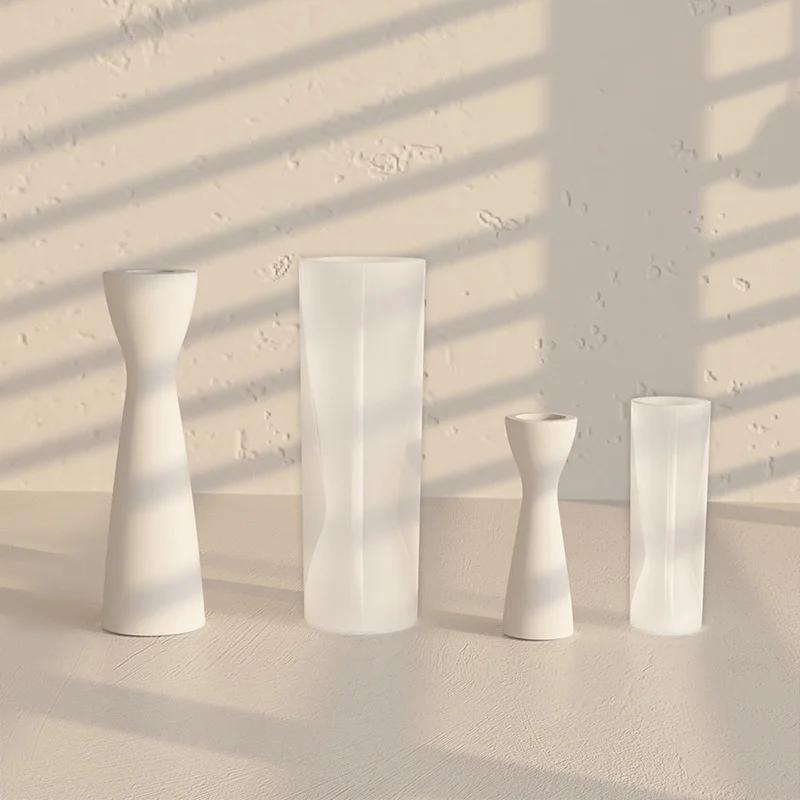 Portacandele Stampo in Silicone Fai da Te Candela Gesso Base Ornamento Stampo per Decorazione Casa Posiziona Candele