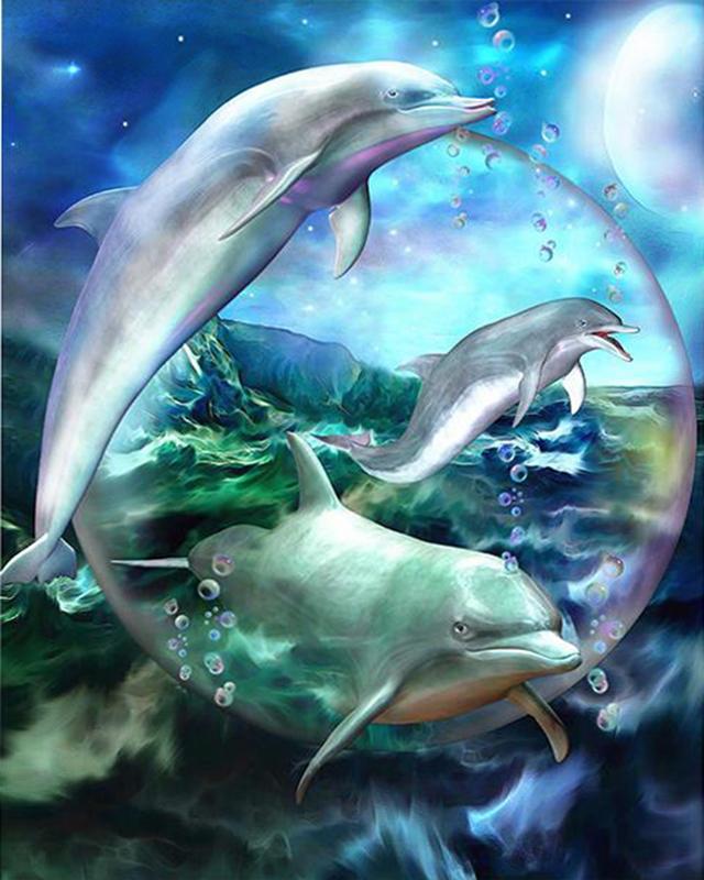 

Алмазная картина, полная круглая квадратная дельфины, 5D DIY, Алмазная вышивка, вышивка крестиком, морской пейзаж, стразы, мозаика, настенное искусство Full Square 50X70CM темно-синий