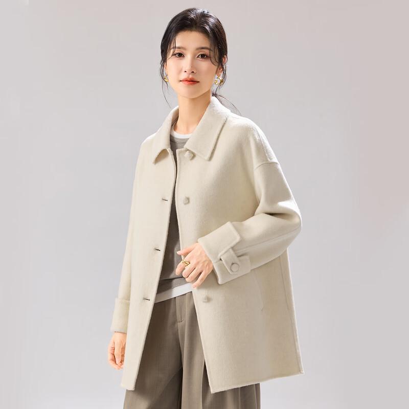 Jinju Women s 100% Merino Wool Double-Faced Lapel Coat M