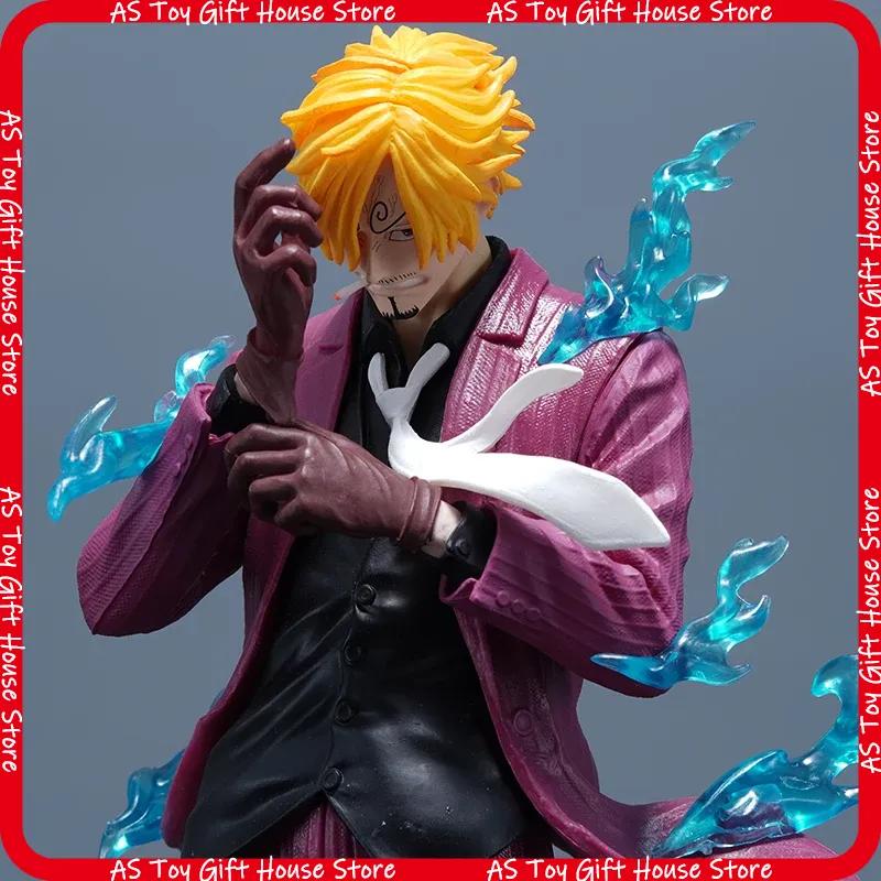 Sell Sky Painted One Piece Sanji Gk Hand Made Model Animation Peripheral Desktop Decoration Collectible Blue Flame Figurine