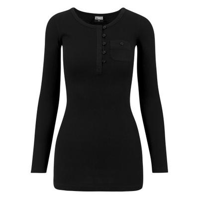 Urban Classics Damen/Damen Geripptes Taschen Langarm T-Shirt mit Aufschlag