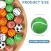 60 Stück Silikon-Kugelperlen 15 mm Silikon-Sportperlen Großhandel Gemischt Silikon-Sportballperlen Sportperlen-Mix Fußball