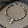 Copper Micro-Inlaid Zircon Water Drop Glass Pearl Necklace Autumn And Winter Sweater Chain Light Luxury Niche Design Clavicle Chain