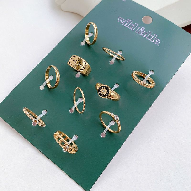 

European and American Export Jewelry, Fashionable, Unique, Simple, Versatile, Niche Design, Geometric, Light Luxury, High-End Ring Set No. 7