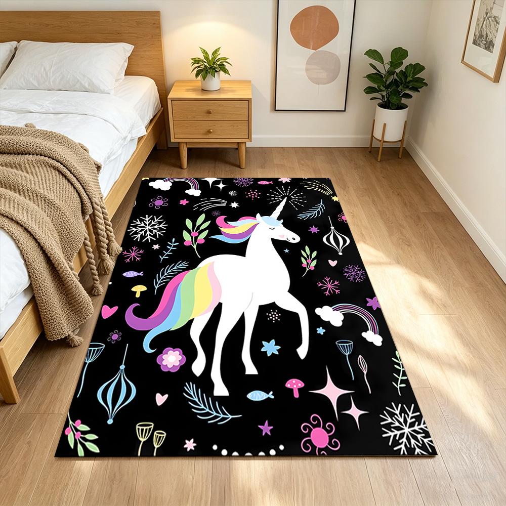 Moonlit Unicorn In Enchanted Forest Non-Slip Home Carpet Design for Office Decor Living Room Bedroom Gift
