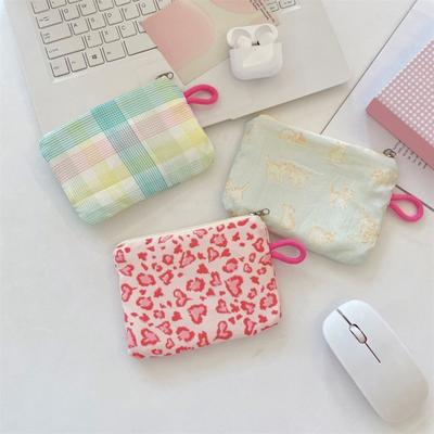 Cute Prints Lipstick Pouch Zippered Coin Purse Small Makeup Bag Organizer for Women Girls Lipstick Coins Keys Earbuds