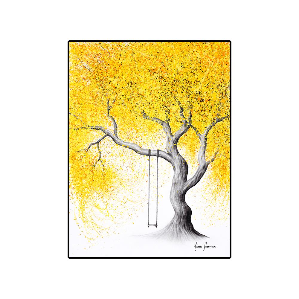 

Мягкая осенняя картина на холсте, абстрактное желтое дерево, акварельная живопись, постеры и принты для декора гостиной, Cuadros 30x40cm No Framed