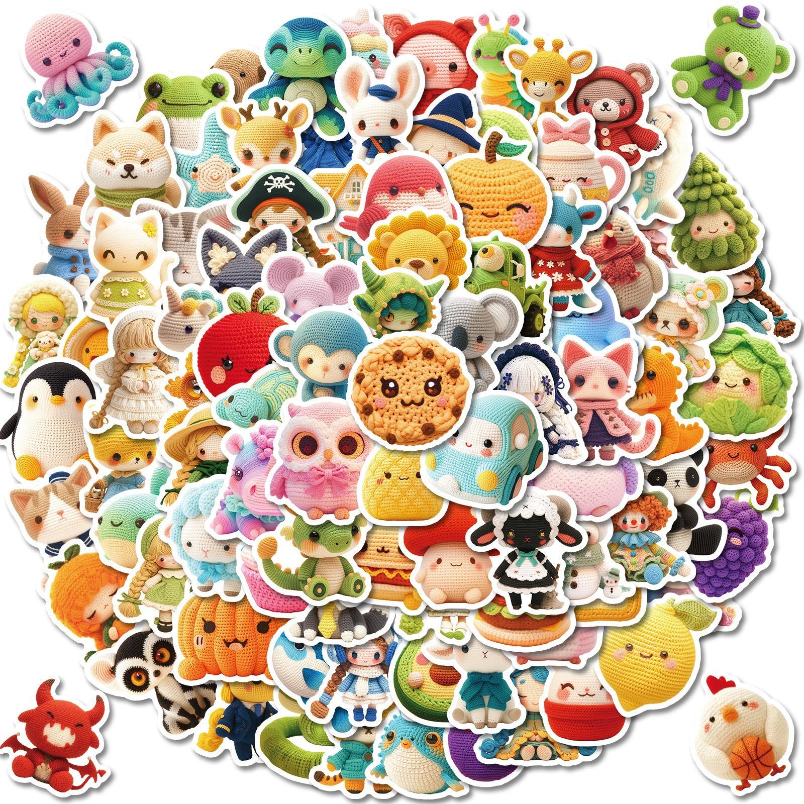 

100 Crochet Doll Knitting Toys Creative Cartoon Graffiti Stickers DIY Decorative Suitcase Notebook