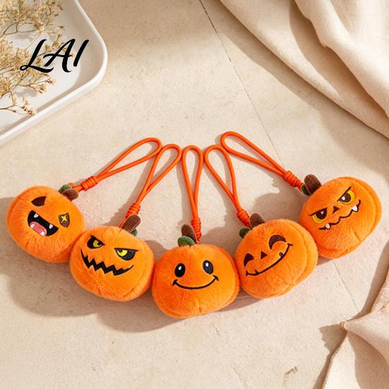 Small Halloween Decorations Pumpkin Plush Keychain Cute Spooky Stuffed Toy Pendant for Bag Charm Keys Soft Mini Doll Hanging Ornament Festival