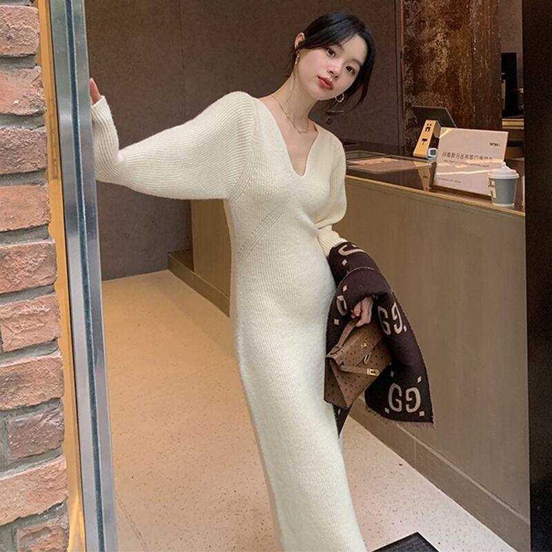 

Осень и зима новая женская одежда мода высококлассный дизайн темперамент стройнящее ретро омолаживающее черное платье XL абрикосовый